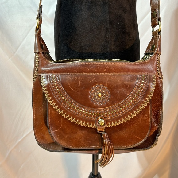 Vintage Patricia Nash Camila Distressed Leather Hobo Bag Vintage - Picture 2 of 15
